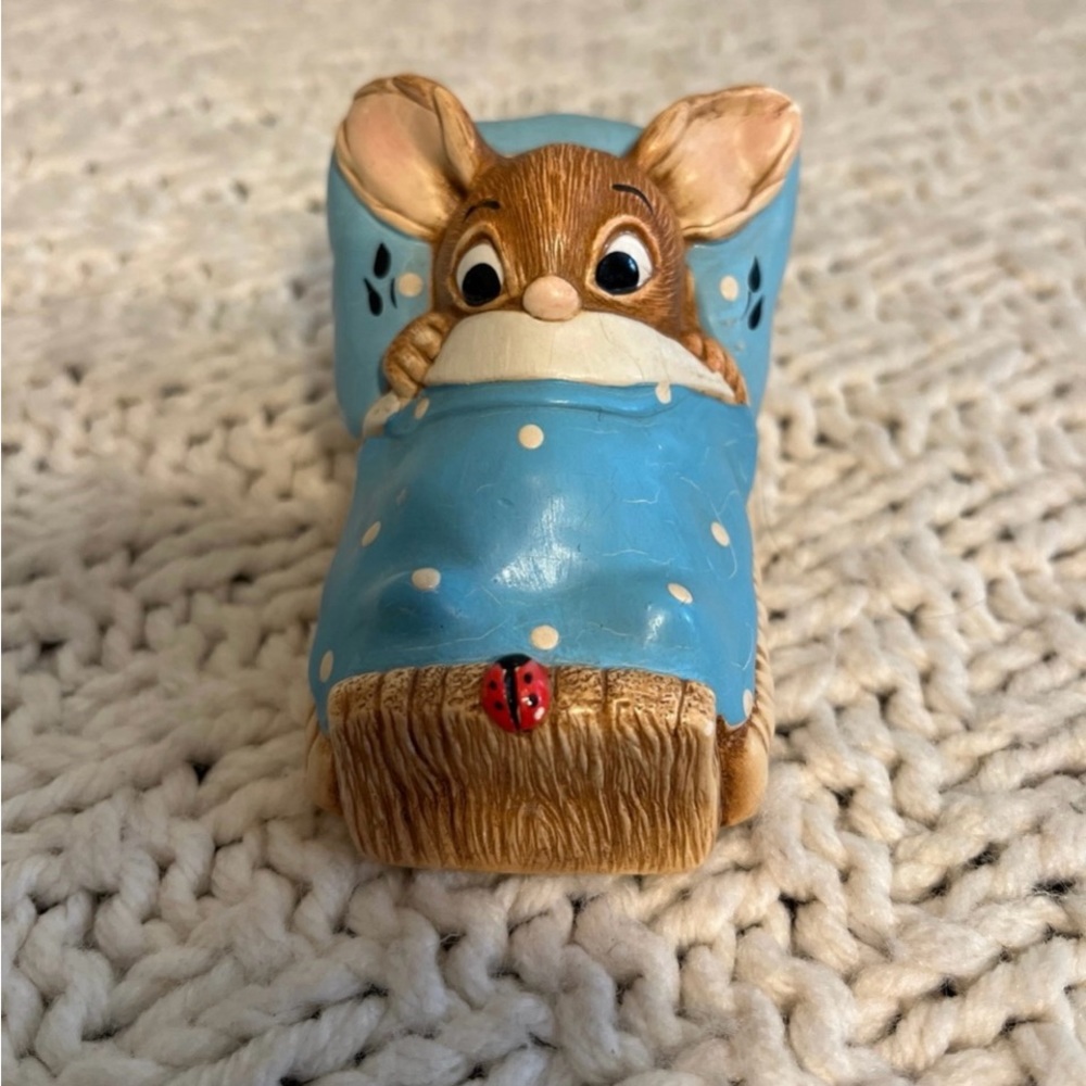Vintage Hand Painted Pendelfin Scared Bunny in Bed